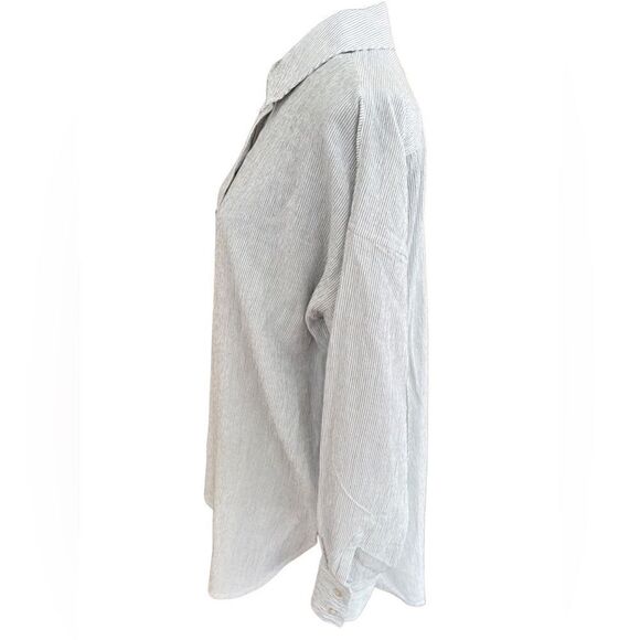 EILEEN FISHER TENCEL ™ EOrganic-Cotton Ministripe Shirt , size S - Picture 4 of 7